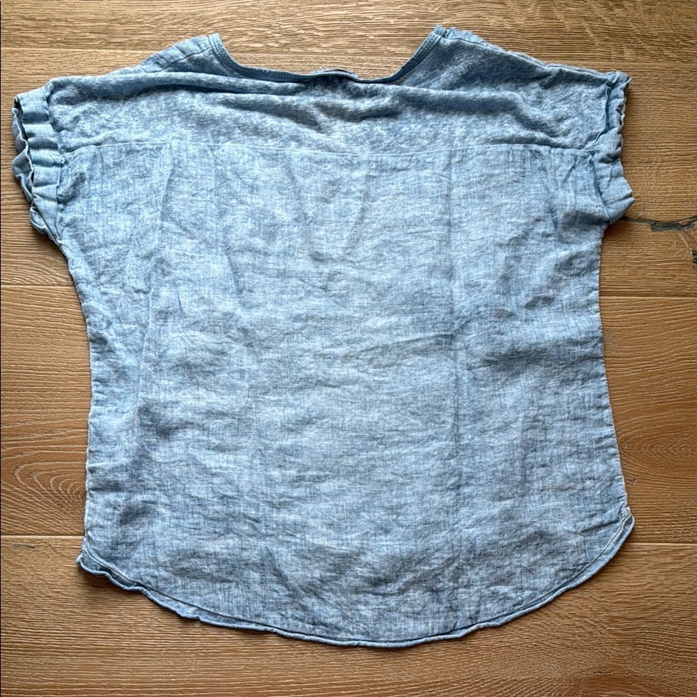 Made in Italy Blue Short Sleeve Linen Tee - Picture 4 of 4